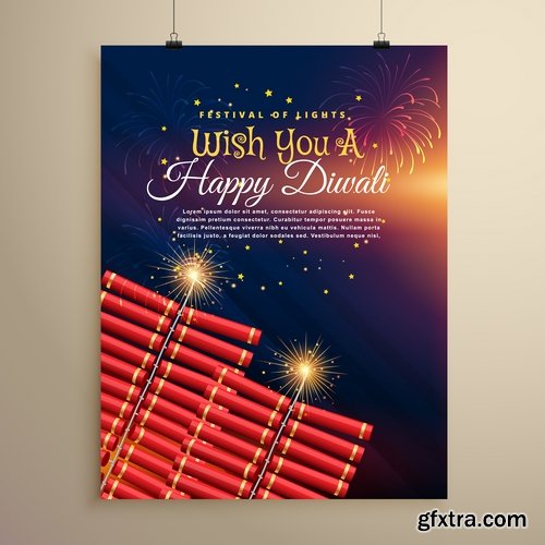 Collection background is Diwali flyer banner candle Indian god theme vector image 25 EPS