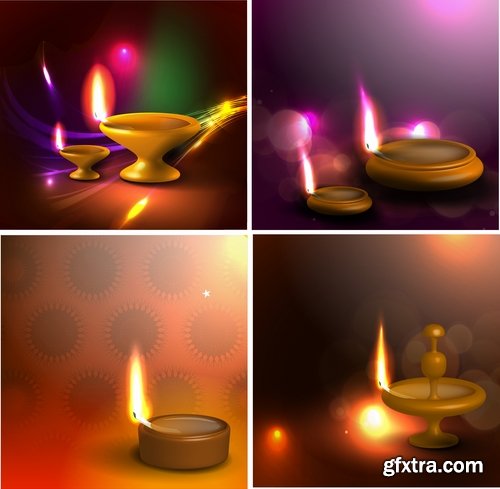 Collection background is Diwali flyer banner candle Indian god theme vector image 25 EPS