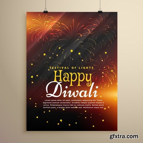 Collection background is Diwali flyer banner candle Indian god theme vector image 25 EPS