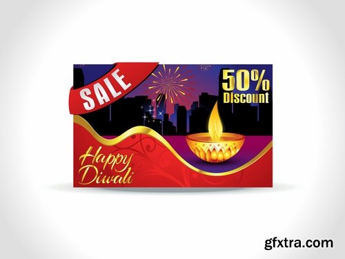 Collection background is Diwali flyer banner candle Indian god theme vector image 25 EPS