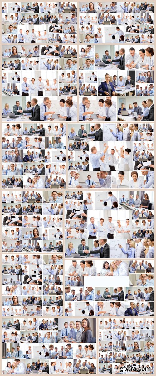 Collage With Many Business People in Office - 12xUHQ JPEG Photo Stock