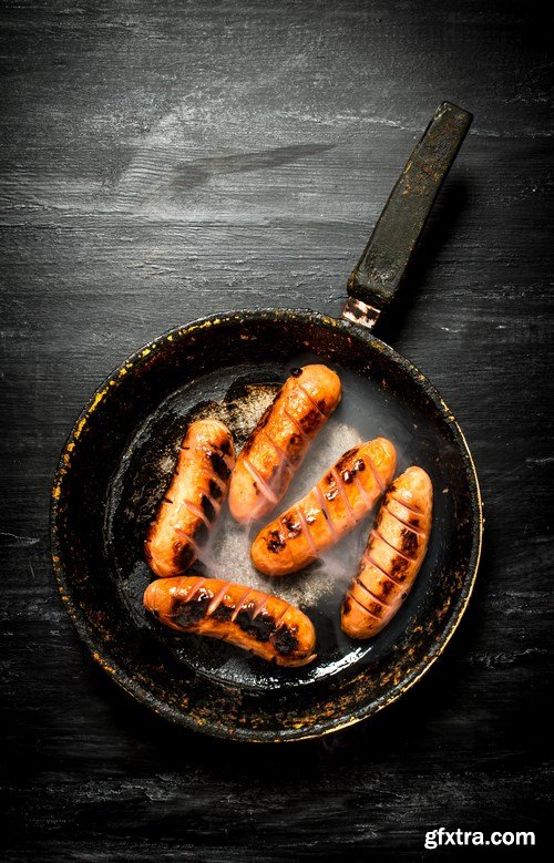 Fried Grilled Sausages with Spices - 16xUHQ JPEG Photo Stock (Копировать)