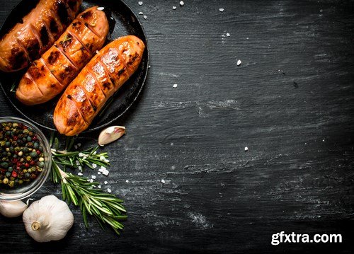 Fried Grilled Sausages with Spices - 16xUHQ JPEG Photo Stock (Копировать)
