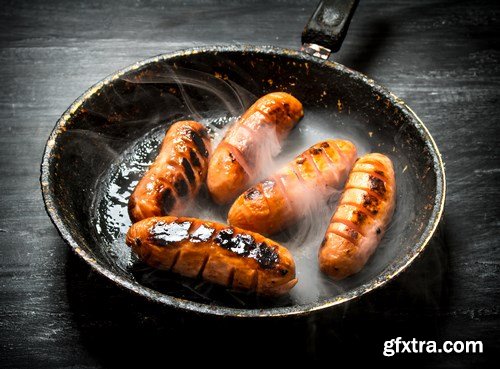 Fried Grilled Sausages with Spices - 16xUHQ JPEG Photo Stock (Копировать)