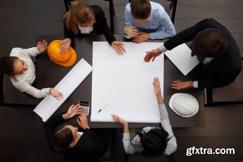 Business Team Solving Puzzle & Planning - 10xUHQ JPEG Photo Stock