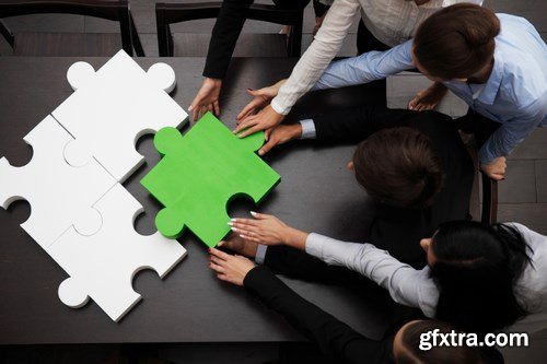 Business Team Solving Puzzle & Planning - 10xUHQ JPEG Photo Stock