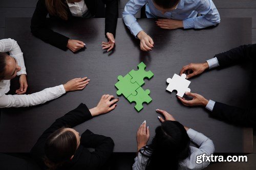 Business Team Solving Puzzle & Planning - 10xUHQ JPEG Photo Stock