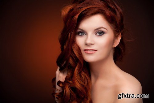 Beautiful Woman With Red Curly Hair - 9xUHQ JPEG Photo Stock