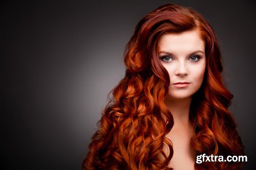 Beautiful Woman With Red Curly Hair - 9xUHQ JPEG Photo Stock