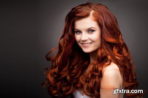 Beautiful Woman With Red Curly Hair - 9xUHQ JPEG Photo Stock