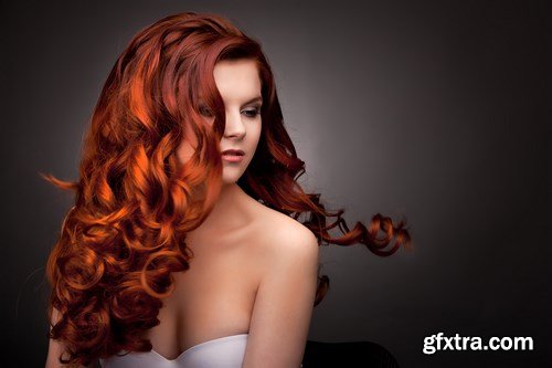 Beautiful Woman With Red Curly Hair - 9xUHQ JPEG Photo Stock