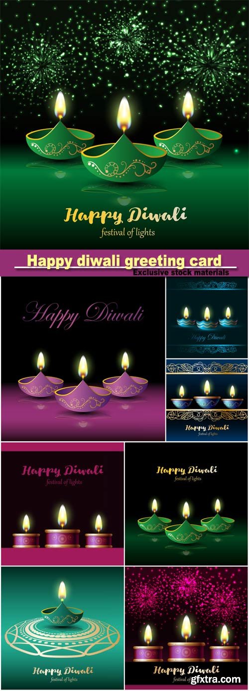 Happy diwali festival greeting card design