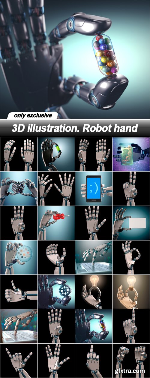 3D illustration. Robot hand - 28 UHQ JPEG