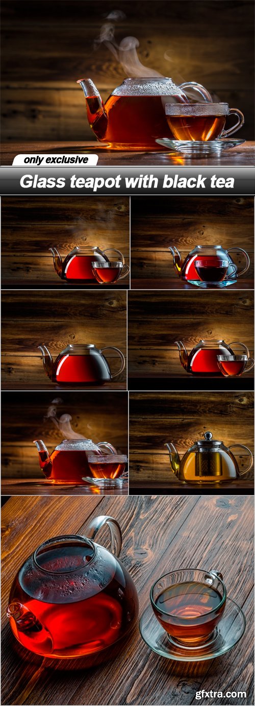 Glass teapot with black tea - 7 UHQ JPEG