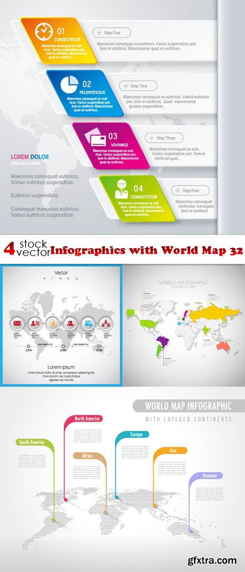 Vectors - Infographics with World Map 32