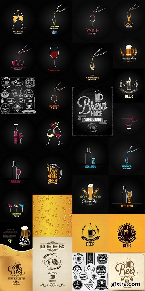 Alcohol glass and bottle line design background 2