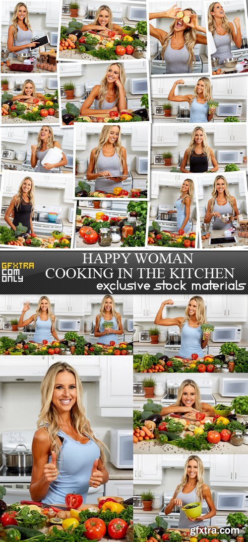 Happy Woman Cooking in the Kitchen - 7 UHQ JPEG