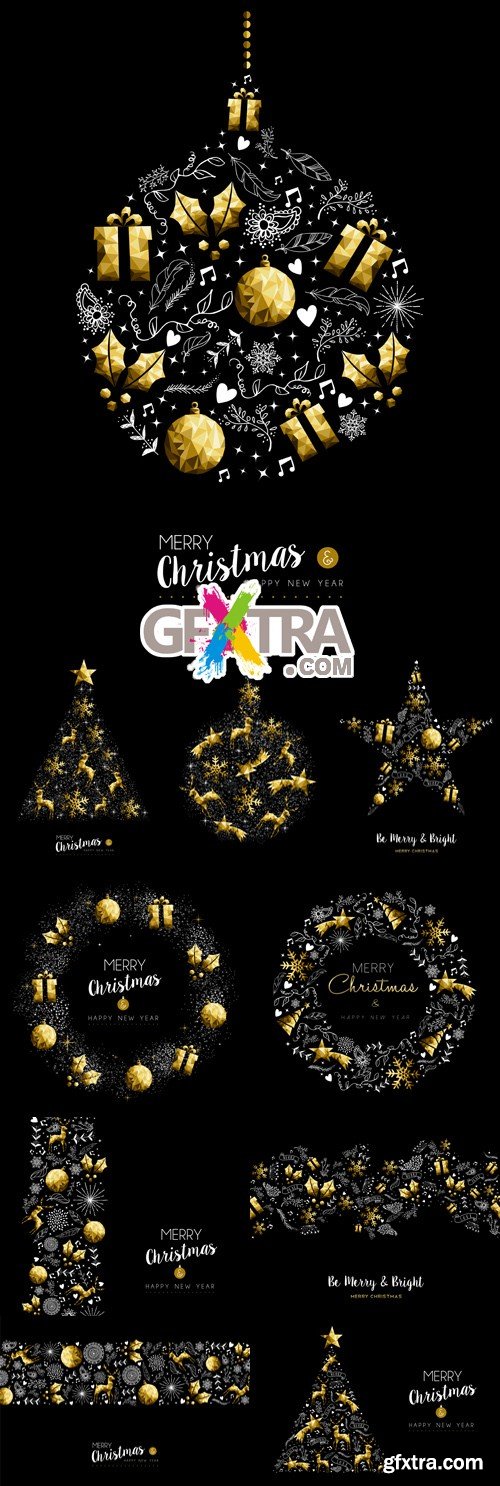 Black & Golden Christmas Backgrounds Vector