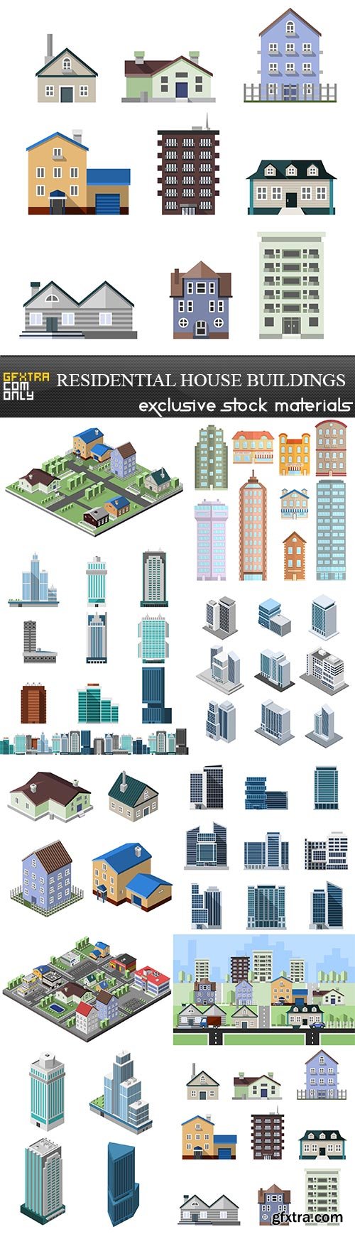 Residential house buildings, 10 x UHQ JPEG