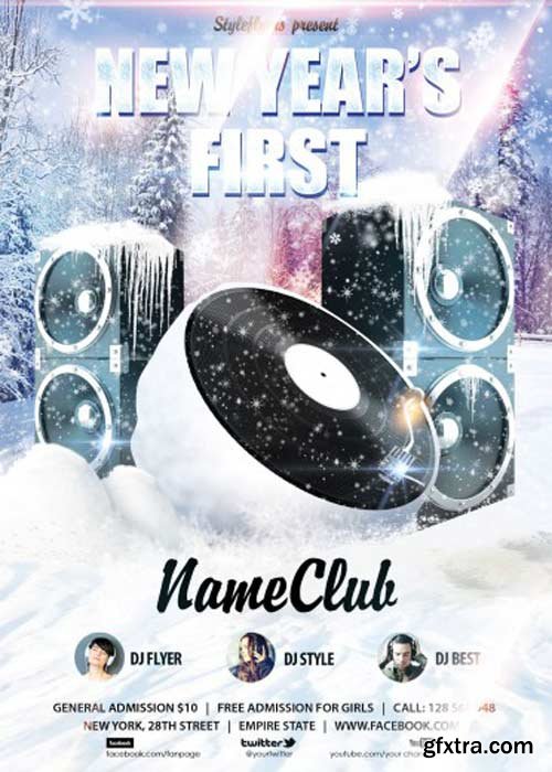 New Year’s First Party V5 PSD Flyer Template with Facebook Cover