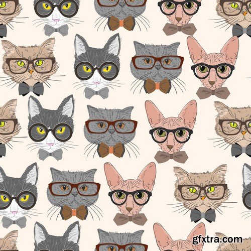 Set of funny cats - 5 EPS