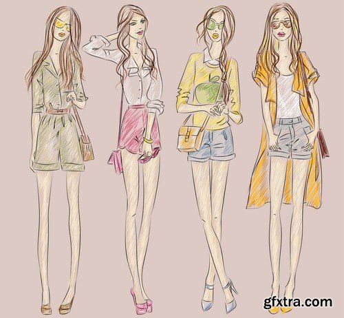 Fashionable girl illustration - 5 EPS