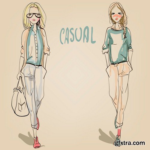 Fashionable girl illustration - 5 EPS