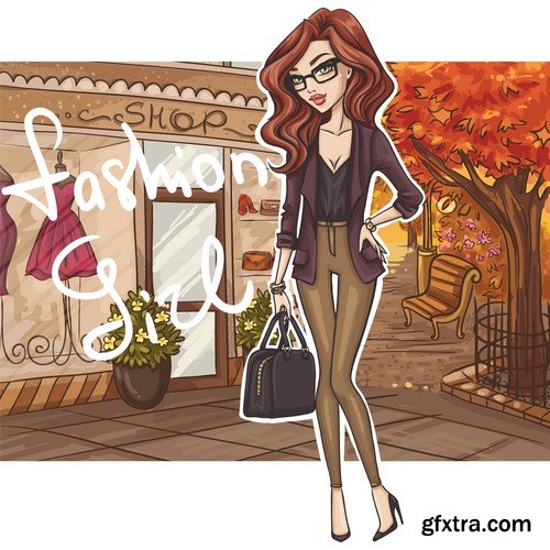 Fashionable girl illustration - 5 EPS