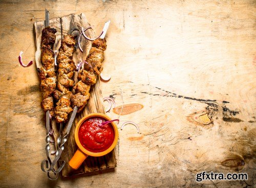 Kebab and garnish - 27xUHQ JPEG Photo Stock