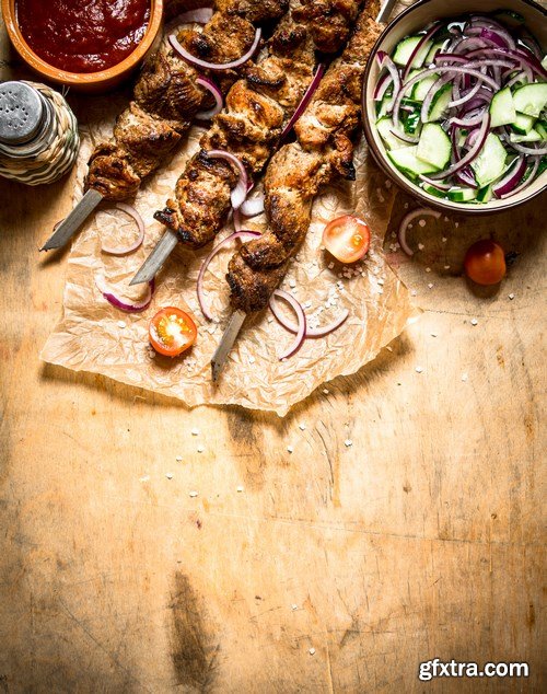 Kebab and garnish - 27xUHQ JPEG Photo Stock