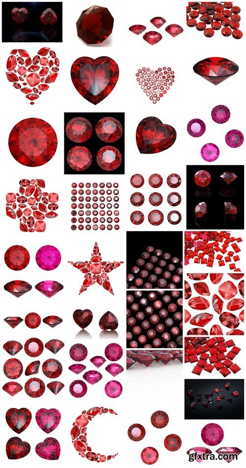 Rubies and garnets - gemstones, 33xUHQ JPEG Photo Stock