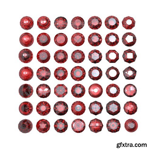 Rubies and garnets - gemstones, 33xUHQ JPEG Photo Stock