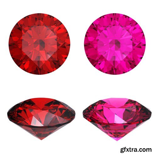 Rubies and garnets - gemstones, 33xUHQ JPEG Photo Stock