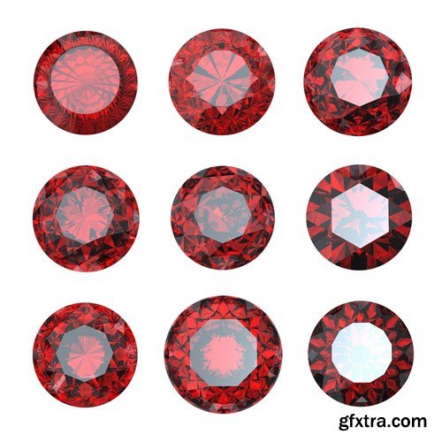 Rubies and garnets - gemstones, 33xUHQ JPEG Photo Stock