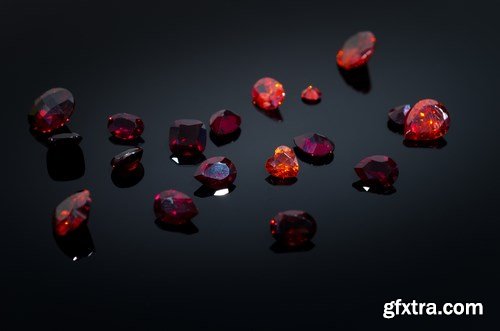 Rubies and garnets - gemstones, 33xUHQ JPEG Photo Stock