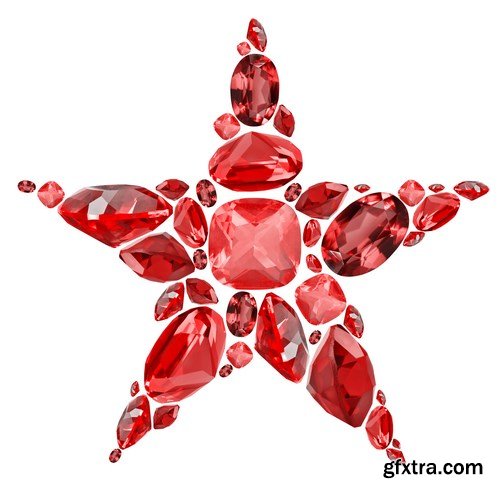 Rubies and garnets - gemstones, 33xUHQ JPEG Photo Stock