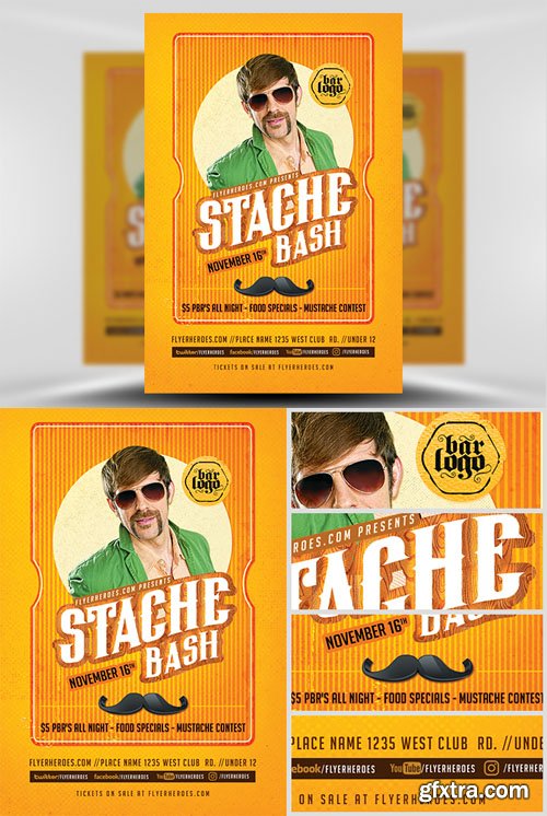 Mustache Bash Flyer Template