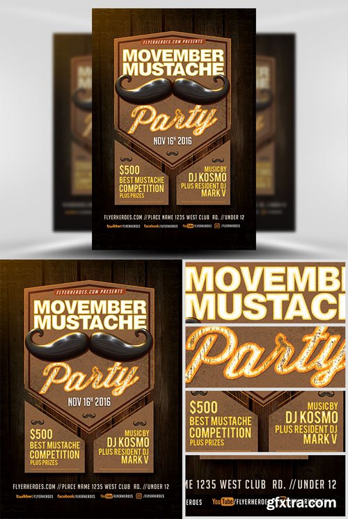 Classy Acts Movember Party Flyer Template
