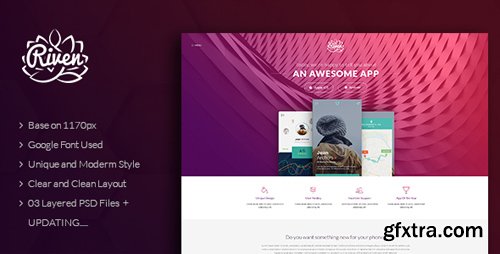 ThemeForest - Riven - One Page App Landing PSD Template 14453741