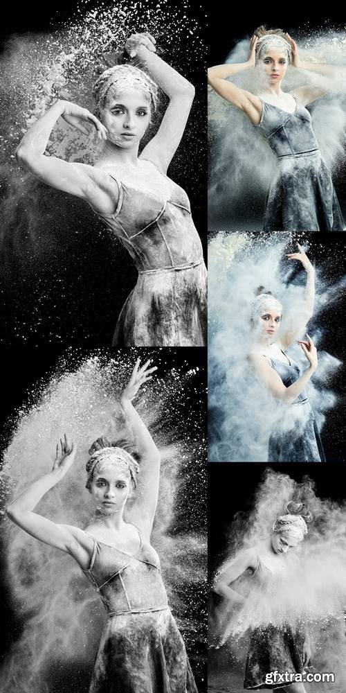 Graceful Woman Dancing in Cloud of Dust