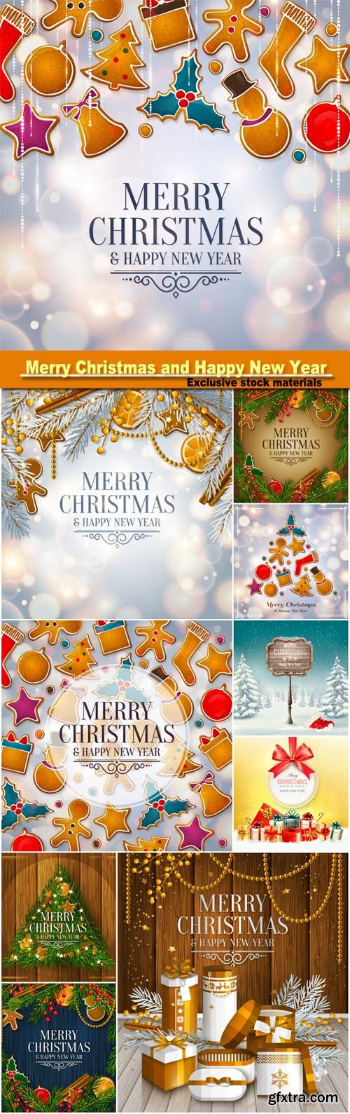 Christmas and Happy New Year greeting card