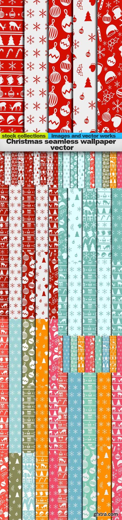 Christmas seamless wallpaper vector, 15 x EPS