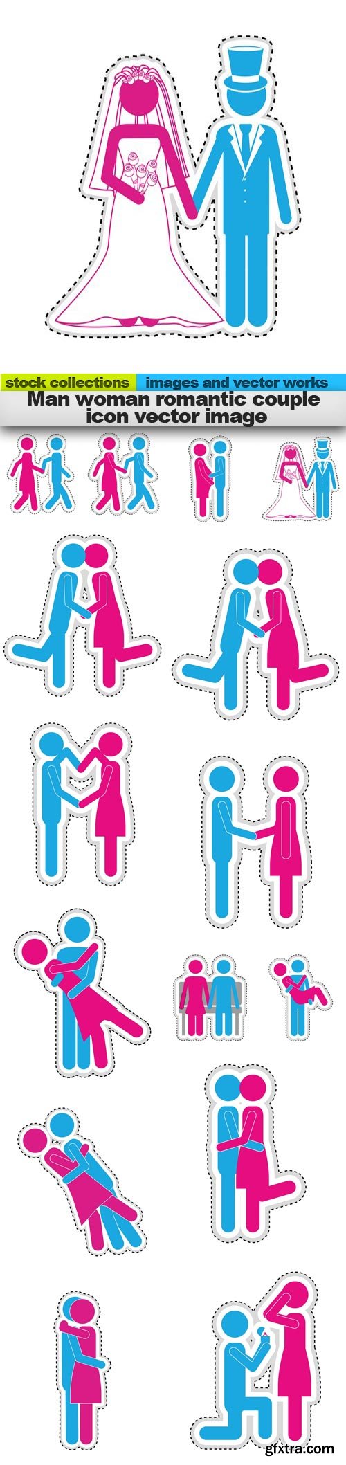 Man woman romantic couple icon vector image, 15 x EPS