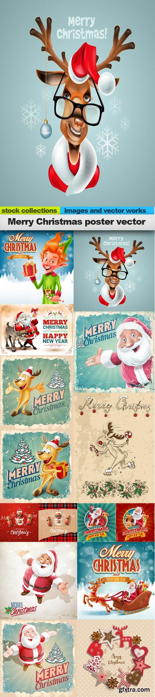 Merry Christmas poster vector, 15 x EPS