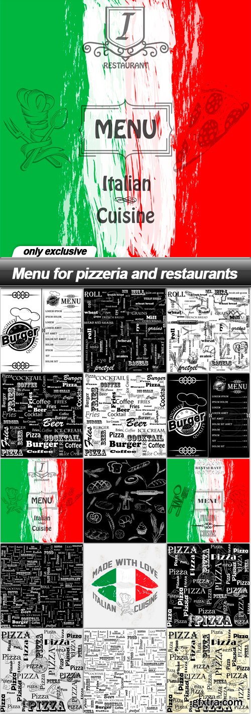 Menu for pizzeria and restaurants - 15 EPS