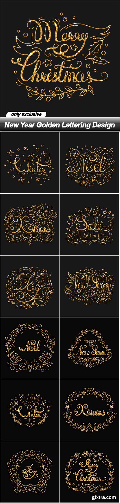 New Year Golden Lettering Design - 13 EPS