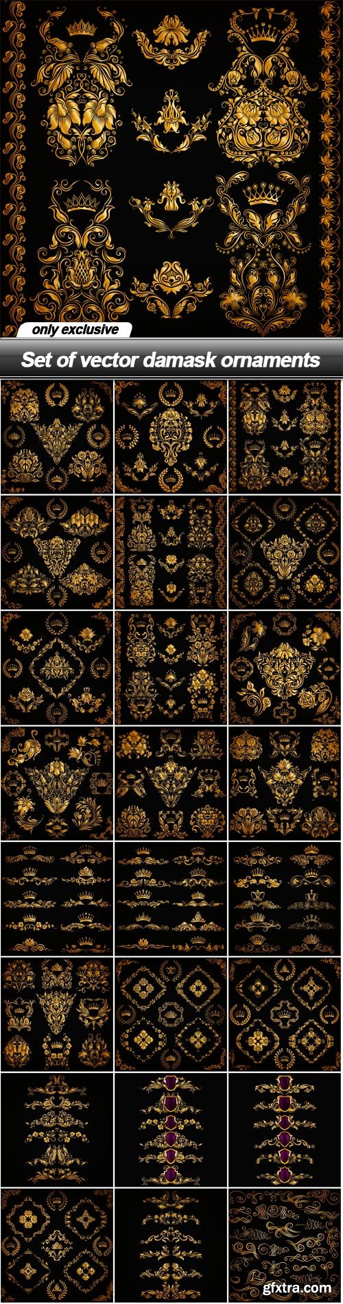 Set of vector damask ornaments - 24 EPS
