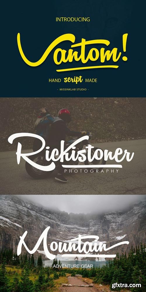 Vantom! Script Font Family