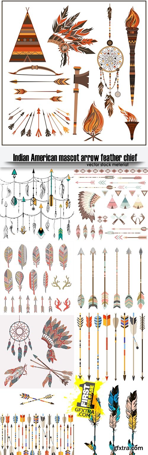 Indian American mascot arrow feather chief