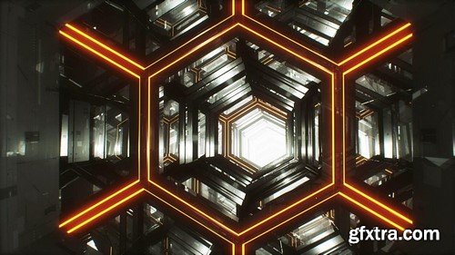 Orange Infinite Hexagon Loop - HD Motion Graphics Footage